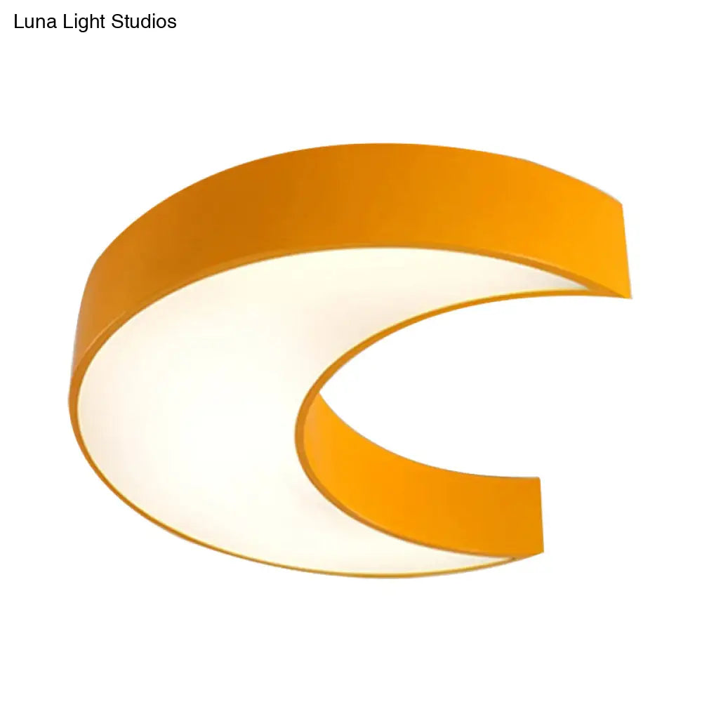 Kids’ Cartoon Moon Ceiling Light: Acrylic Flushmount Fixture For Nursing Room & Bedroom