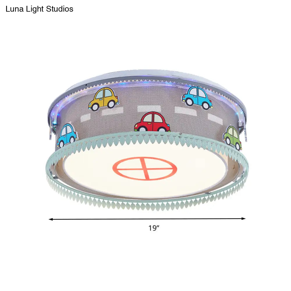Kid’s Drum Bedroom Ceiling Light – Fun Cartoon Design With Multi Color Flush Mount