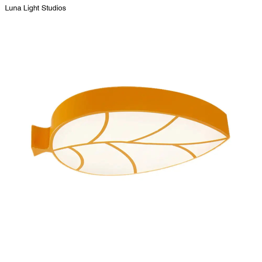 Kid’s Leaf Led Ceiling Lamp - Cartoon Acrylic Metal Flush Mount Light