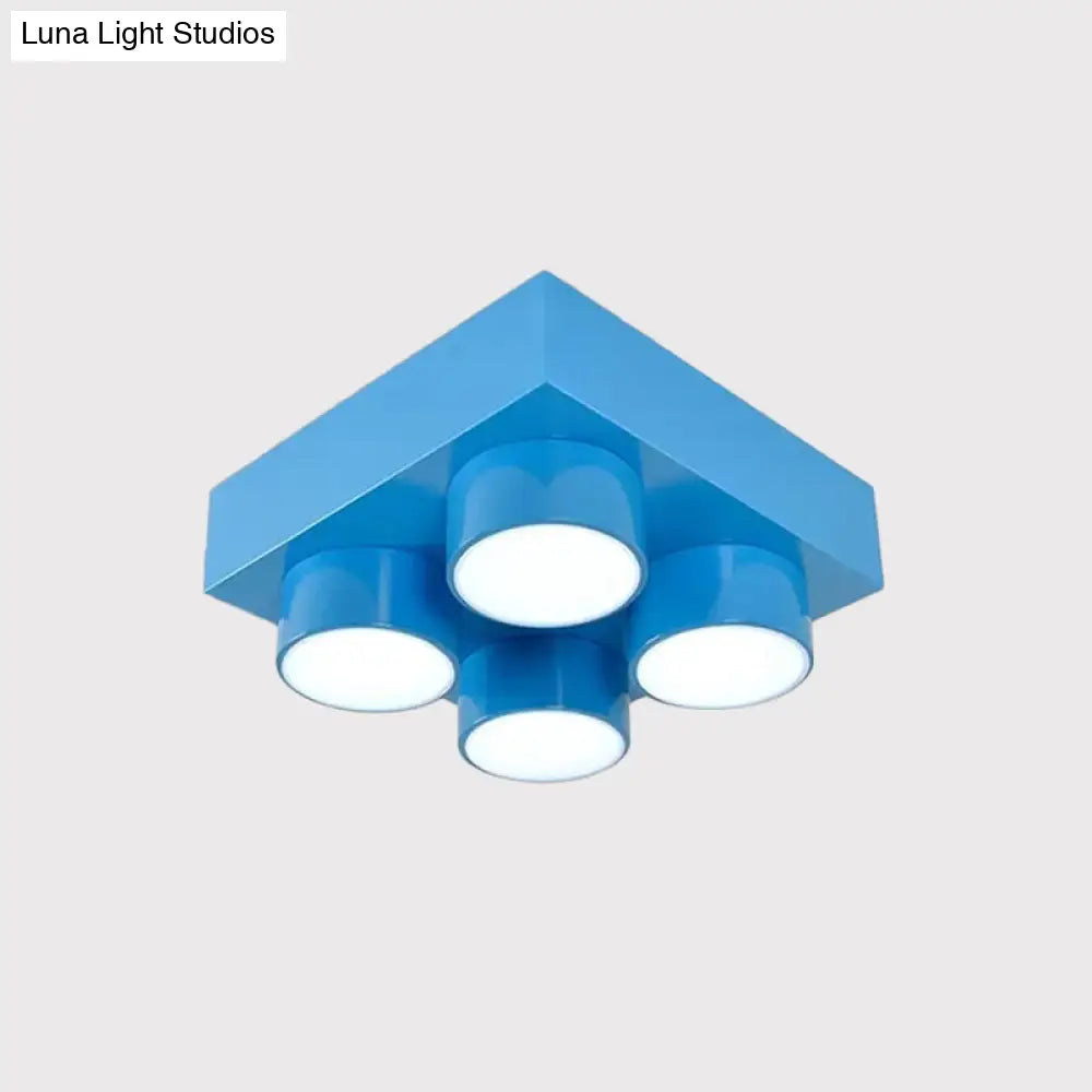 Kids Led Ceiling Light Fixture - Colorful Building Block Design’