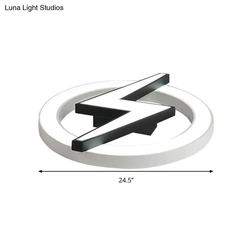 Kid’s Led Ceiling Light - White Lightning Ring Design For Boys And Girls Bedrooms