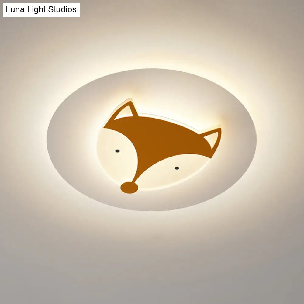Kids Style Fox/Deer Child-Care Center Ceiling Lamp - Acrylic Led Flush Mount In Blue/Coffee With
