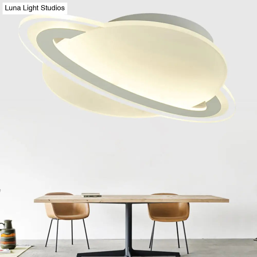 Kid’s White Led Ceiling Mount Light With Unique Planet Shape For Bedrooms