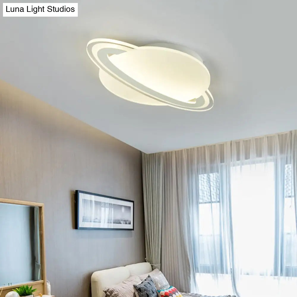 Kid’s White Led Ceiling Mount Light With Unique Planet Shape For Bedrooms
