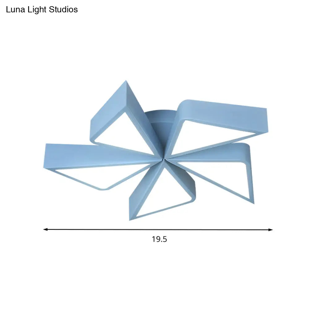 Kindergarten Acrylic Led Ceiling Light Fixture - Art Deco Flush Mount Windmill Design
