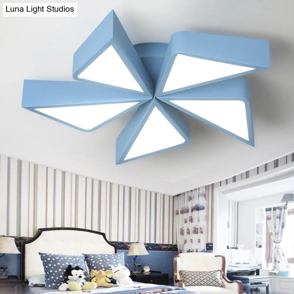Kindergarten Acrylic Led Ceiling Light Fixture - Art Deco Flush Mount Windmill Design