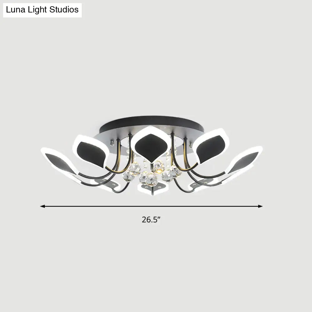 Leaf Acrylic Shade Sputnik Flush Mount Ceiling Light - Modern 8/10/12 Lights White/Black Bedroom