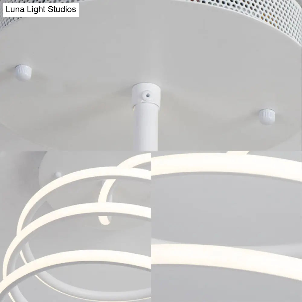 Led Acrylic Spiral Semi Flush Ceiling Light In Warm/White