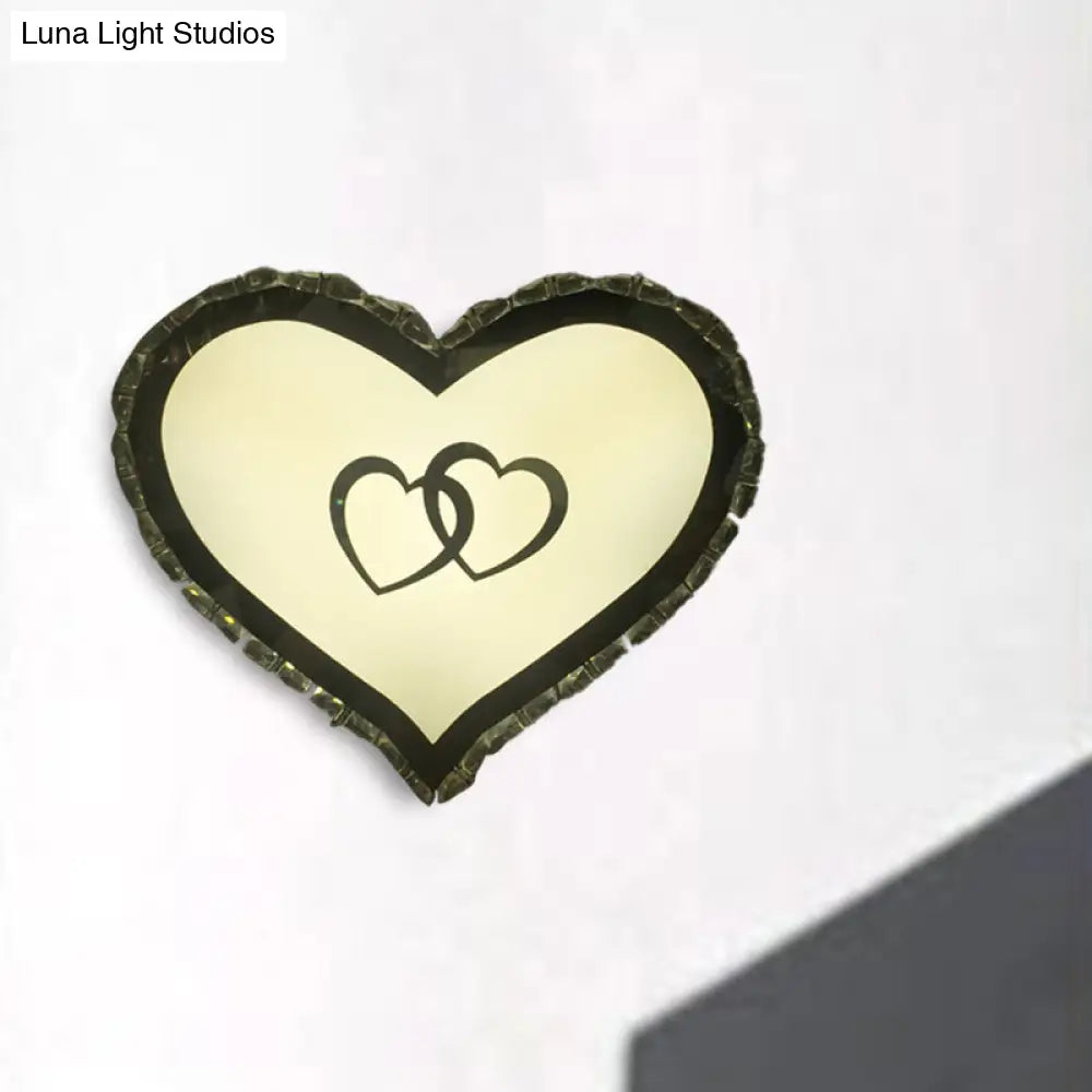 Led Bedroom Wall Sconce With Heart-Shaped Crystal Shade In Warm/White Light - Simple & Chic Lighting