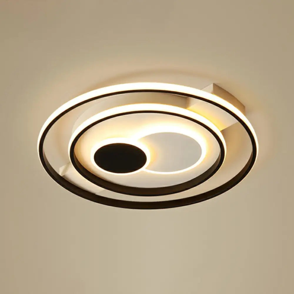 Led Black Flush Mount Ceiling Light For Bedroom - Simple Acrylic Circle Design / 20.5’