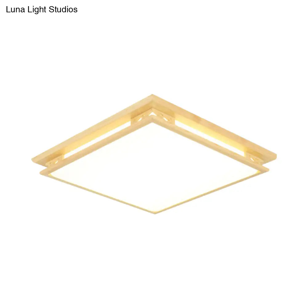 Led Ceiling Light Fixture: Modern Acrylic Shade With Wood Frame Warm/White 18’/21.5’ Wide