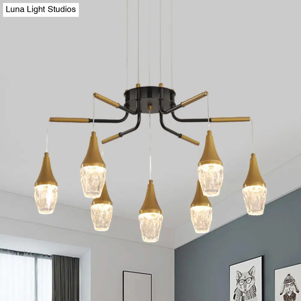 Led Crystal Raindrop Chandelier - Postmodern Burst Design Gold 7/13/16