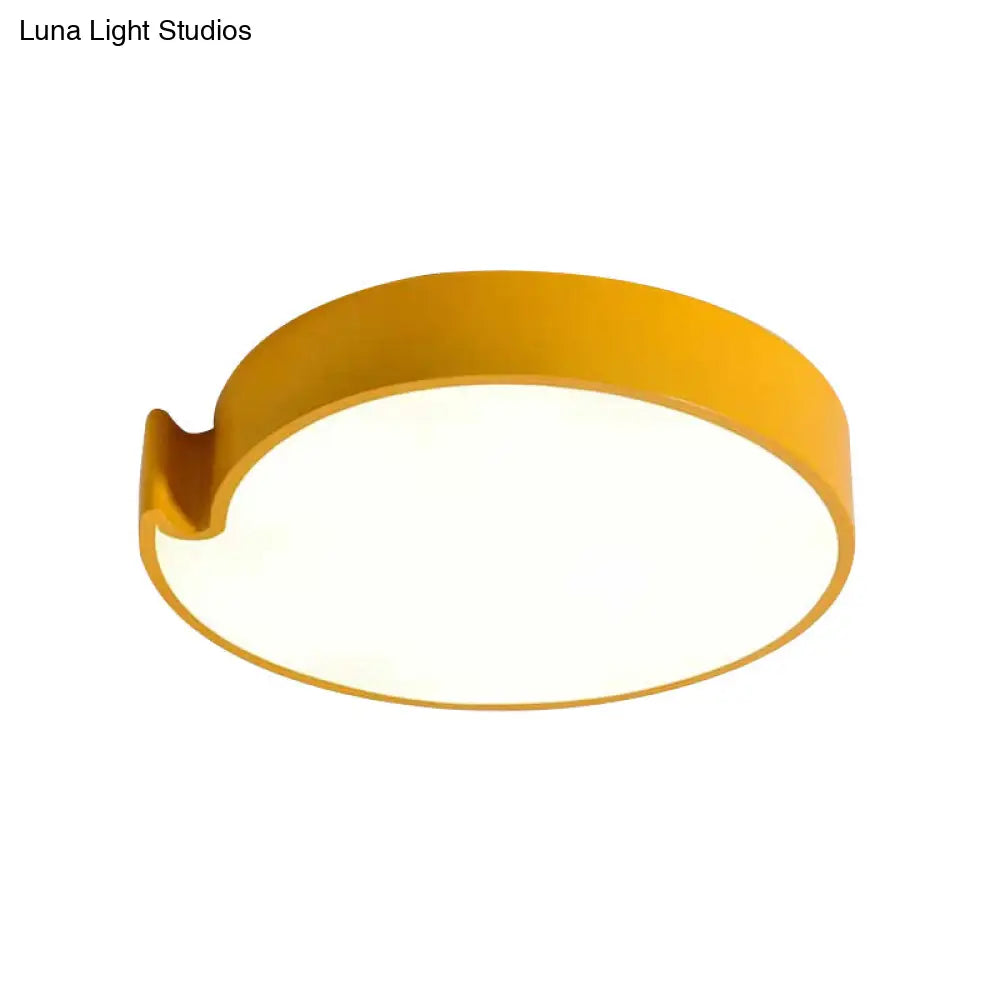 Led Flush Mount Ceiling Light With Minimalist Acrylic Shade And Blue/Yellow Finish