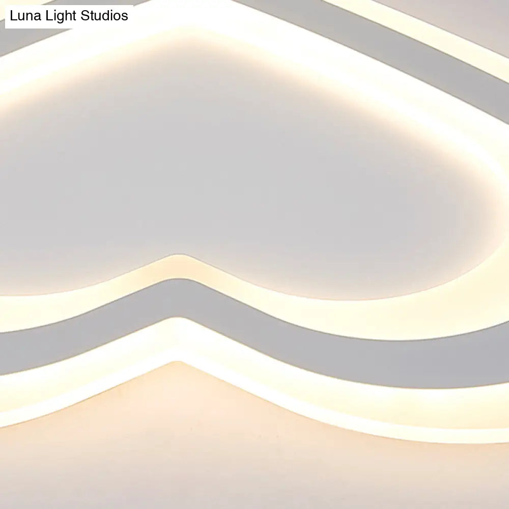 Led Heart Flush Mount Ceiling Light For Baby Game Room - Modern And Simple Design In White Acrylic