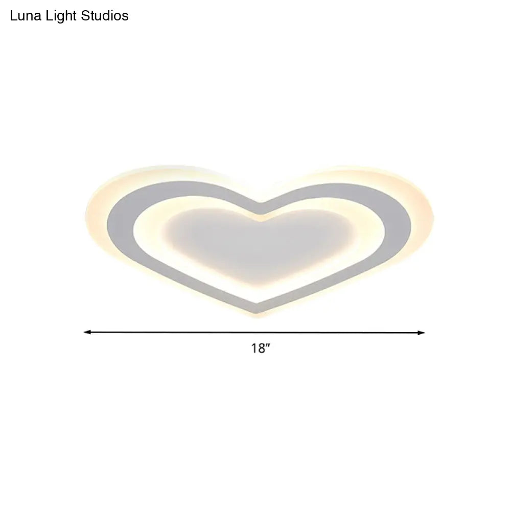Led Heart Flush Mount Ceiling Light For Baby Game Room - Modern And Simple Design In White Acrylic