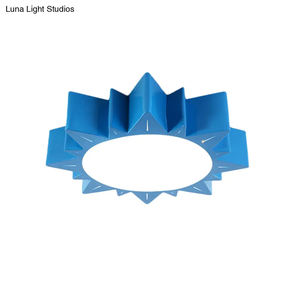 Led Kindergarten Ceiling Light With Sun Acrylic Shade In Red/Yellow/Blue Colors