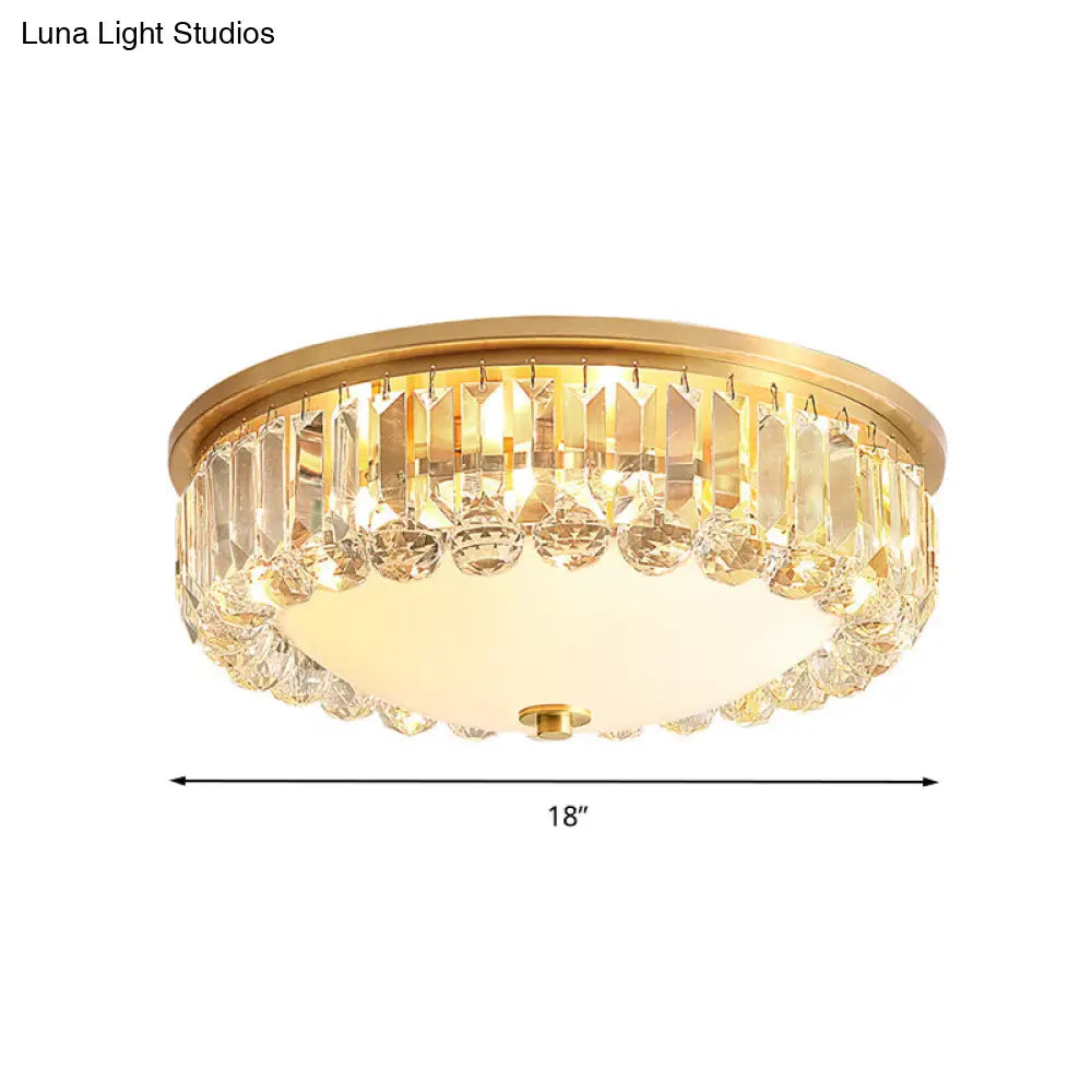 Led Modern Crystal Flush Mount Ceiling Light In Gold Ideal For Bedroom