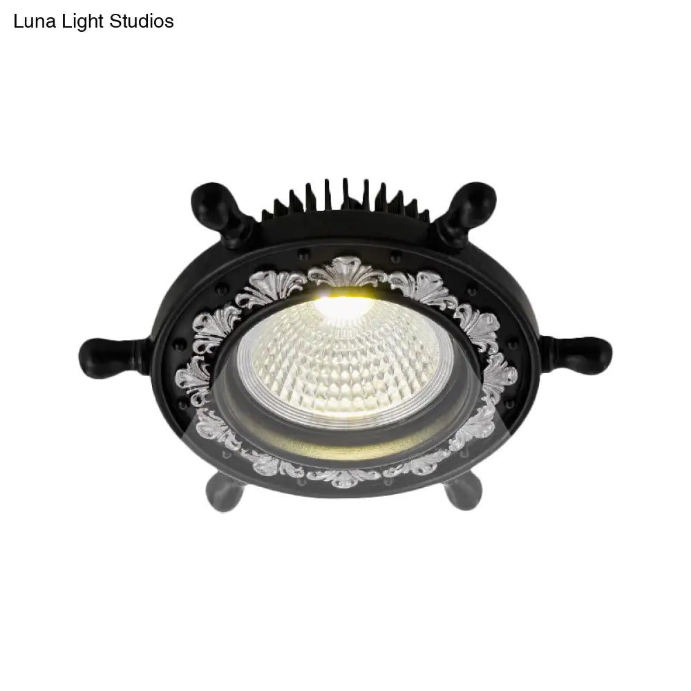 Led Rudder Ceiling Light With Resin Shade - Black/White/Blue Flush Mount Fixture