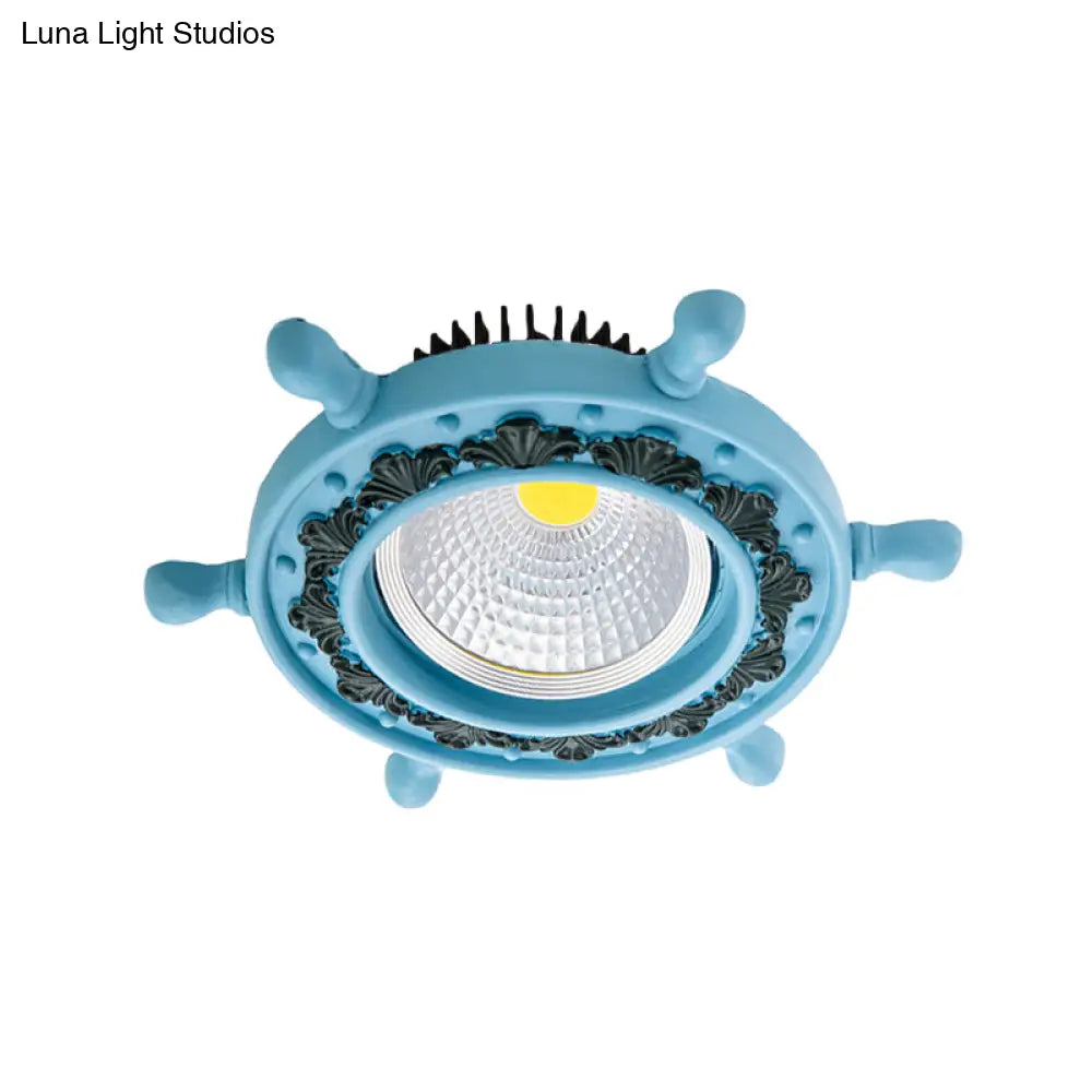 Led Rudder Ceiling Light With Resin Shade - Black/White/Blue Flush Mount Fixture