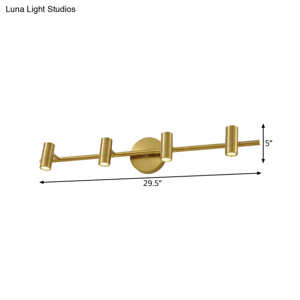 Led Tube Vanity Lamp: Traditional Brass Metal Wall Sconce For Bathroom - 2/3/4 Lights