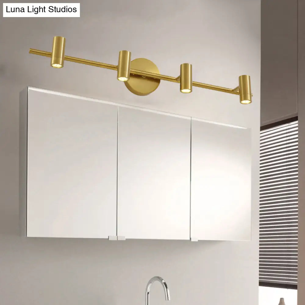 Led Tube Vanity Lamp: Traditional Brass Metal Wall Sconce For Bathroom - 2/3/4 Lights