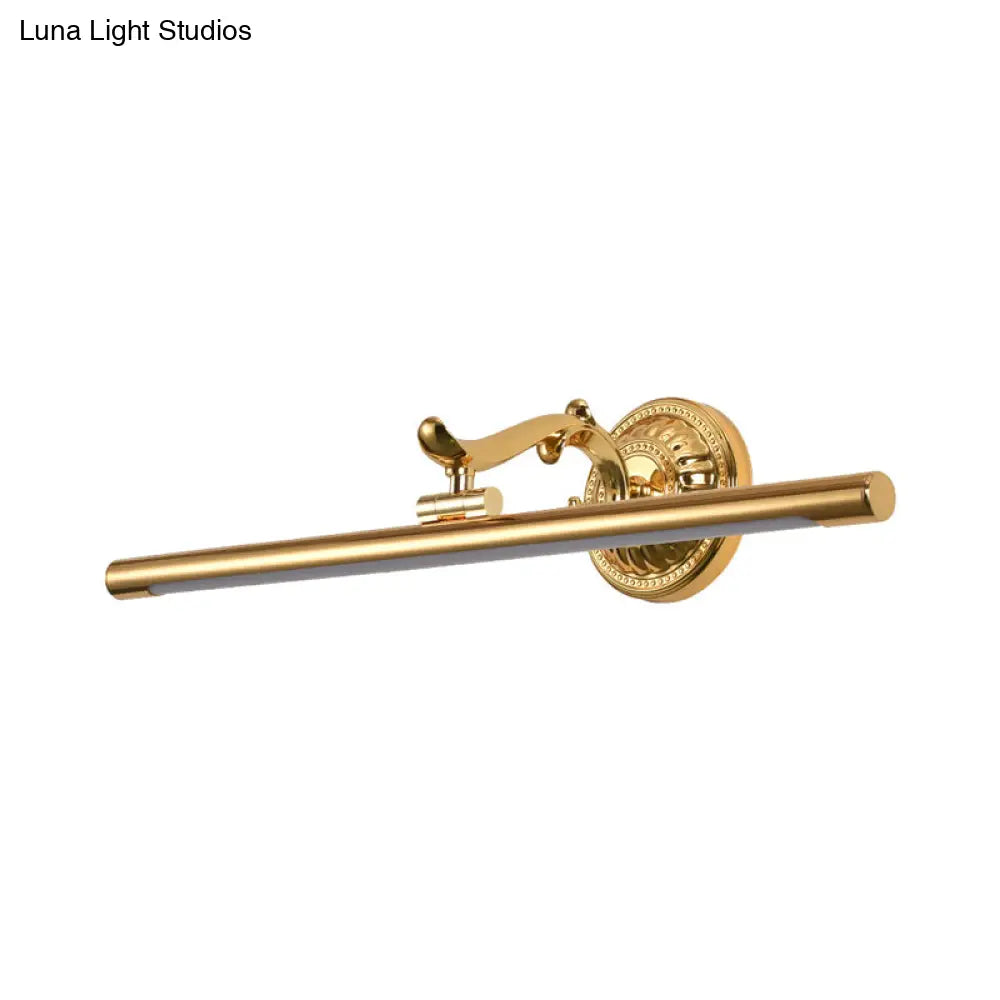 Led Wall Light In Bronze/Gold Finish - Classic Bathroom Vanity Fixture Elongated Metal Shade