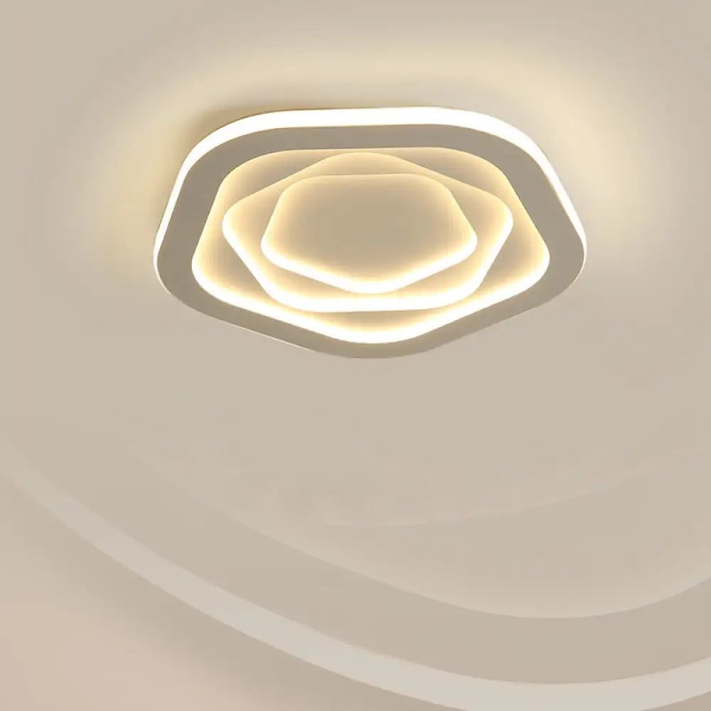 Led White Flush Mount Ceiling Lamp With Modern Acrylic Shade - 16/19.5 For Bedroom / 16 Pentagon