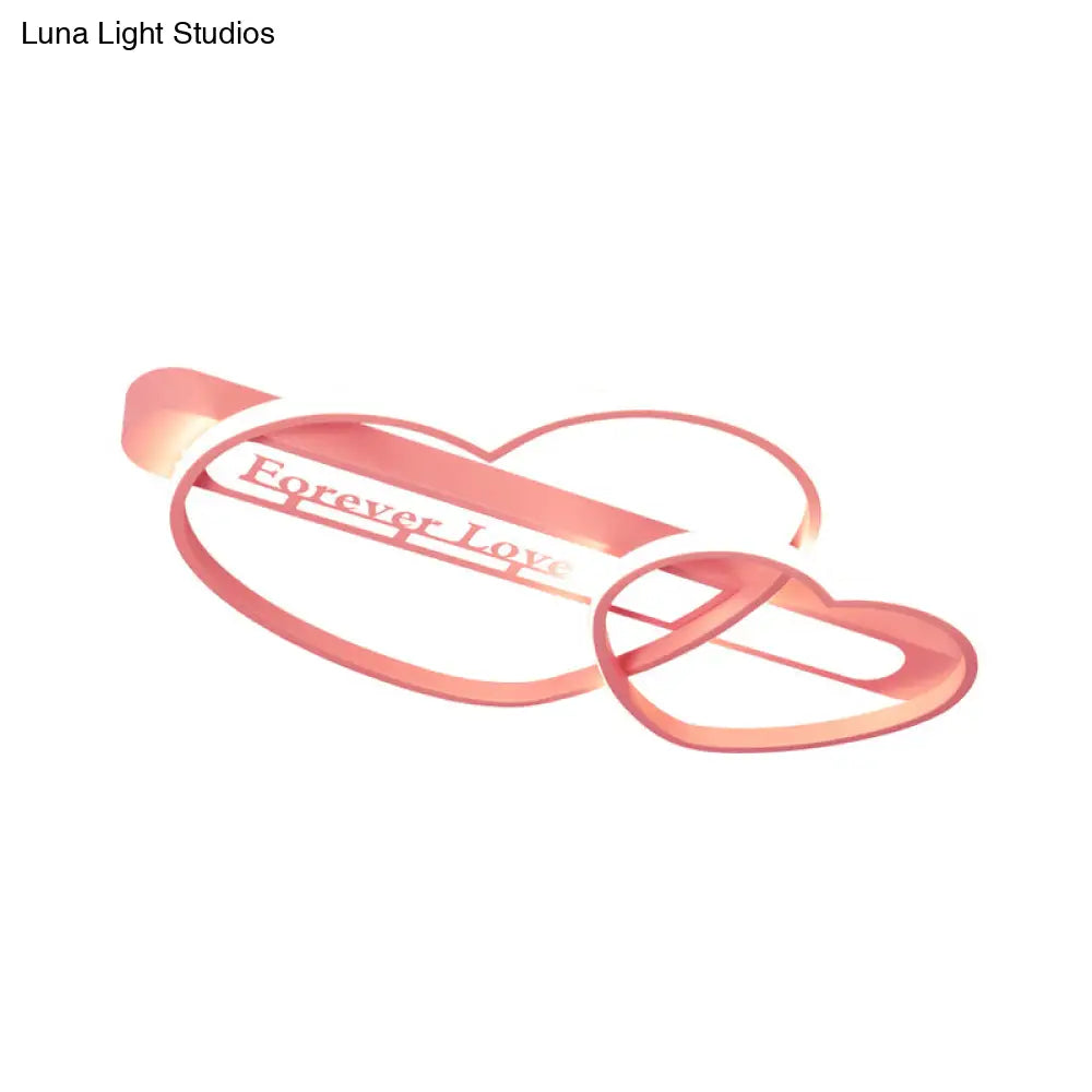 Love Arrow Bedroom Flush Mount Acrylic Macaron Led Ceiling Light In Pink/White/Gold