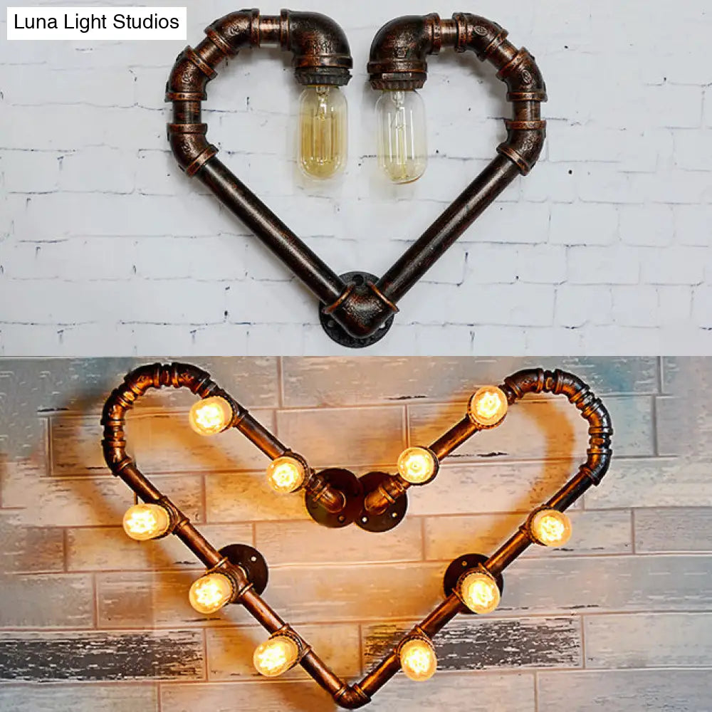 Loving Heart Metal Wall Lamp - Industrial Restaurant Sconce Lighting Fixture Bronze Finish 2/10