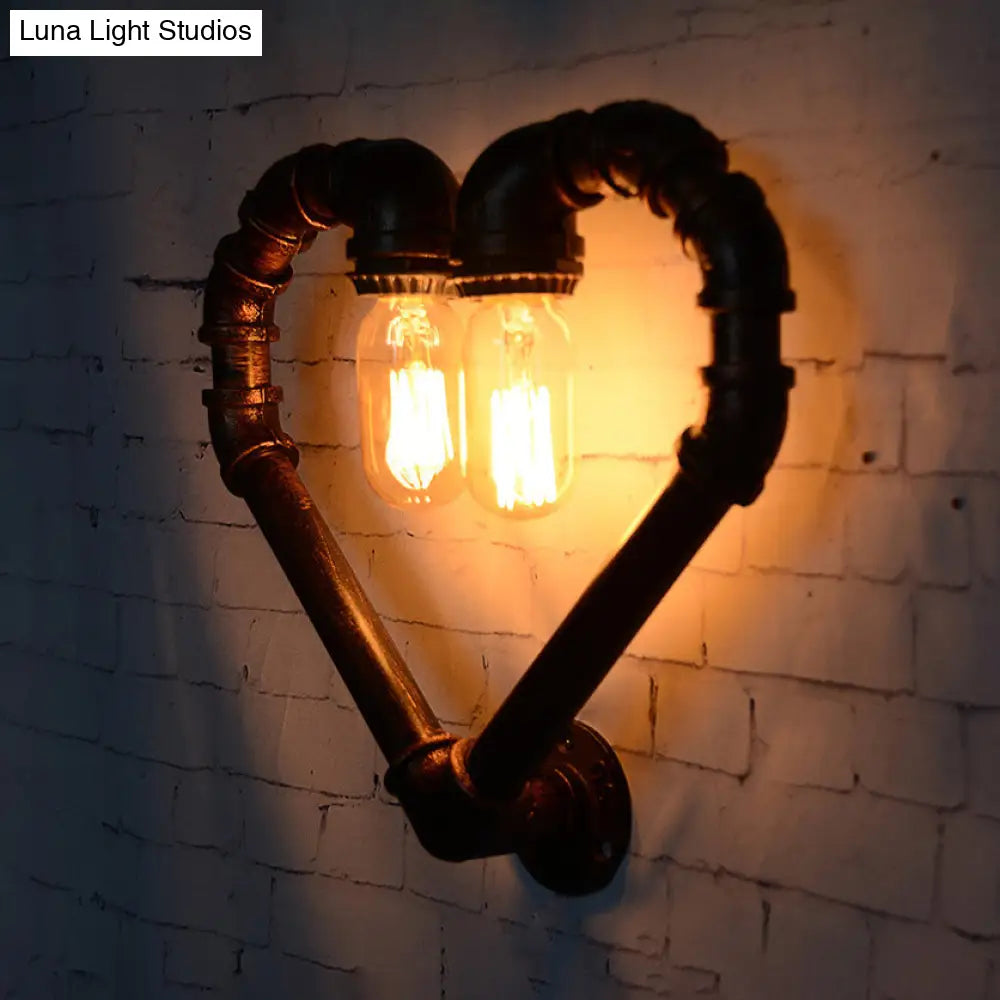 Loving Heart Metal Wall Lamp - Industrial Restaurant Sconce Lighting Fixture Bronze Finish 2/10