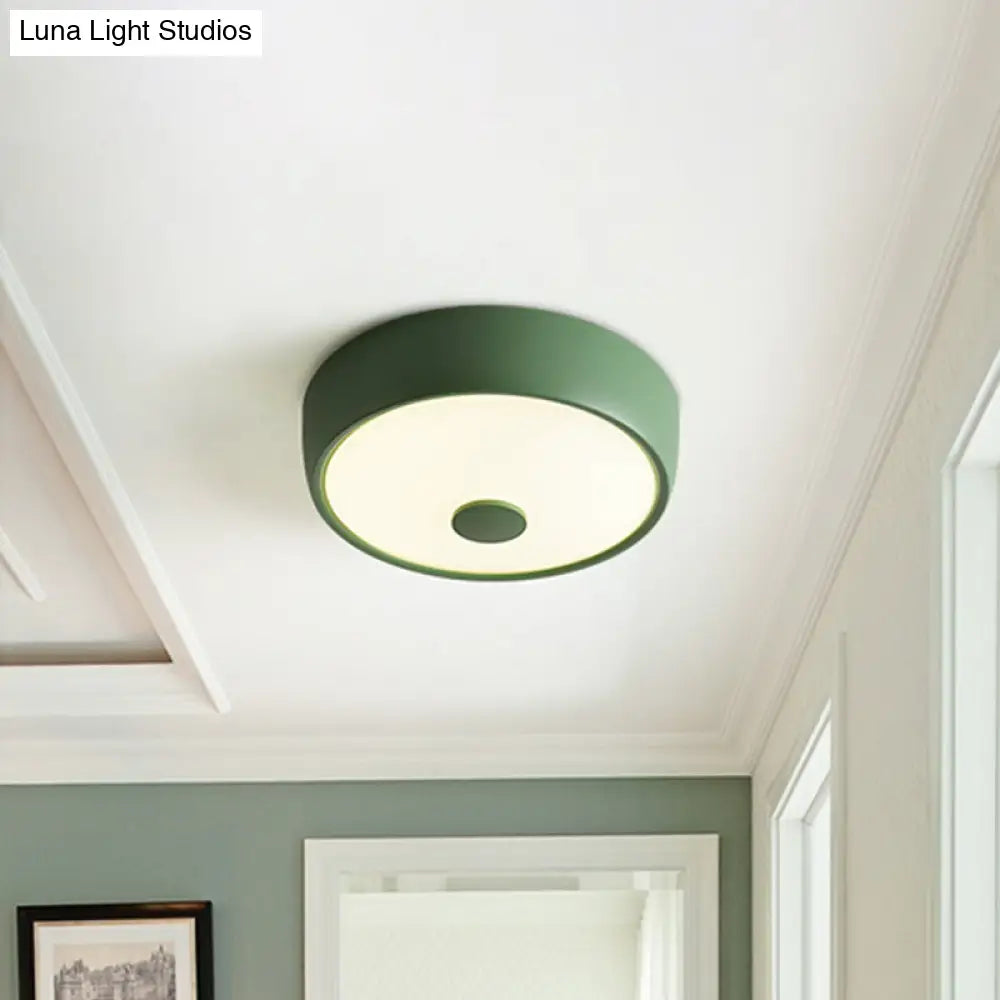 Macaron Drum Ceiling Flush Light In Metal With Led Ideal For Kids Room Available Various Colors