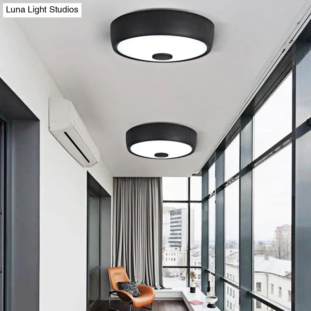 Macaron Drum Ceiling Flush Light In Metal With Led Ideal For Kids Room Available Various Colors