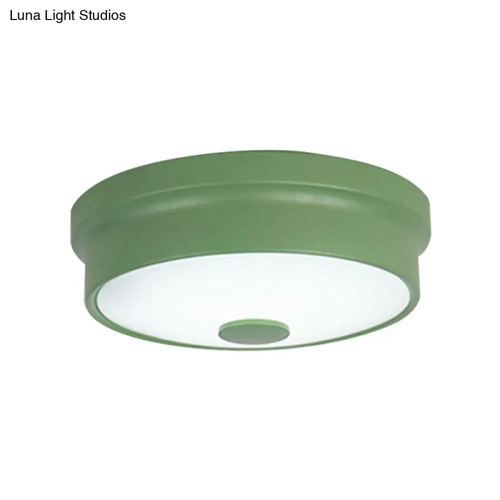 Macaron Drum Ceiling Flush Light In Metal With Led Ideal For Kids Room Available Various Colors
