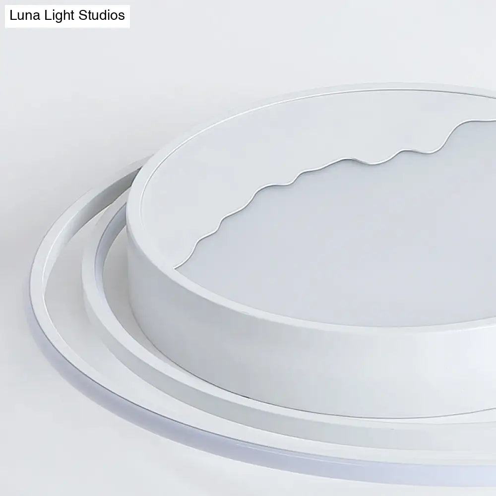 Macaron Grey/White Drum Acrylic Flush Mount Led Ceiling Light - 19.5’/23.5’ Wide Perfect For
