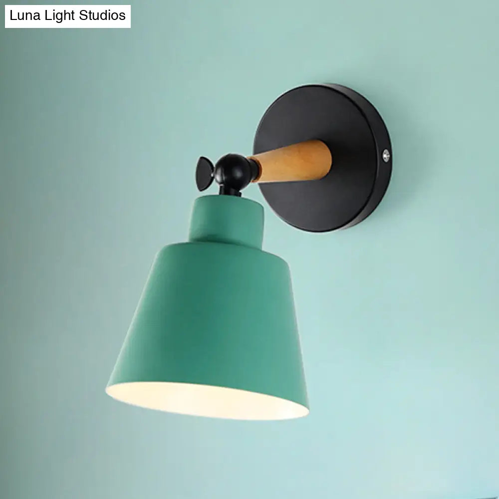 Macaron Loft Bucket Sconce Light - Rotatable Metal Wall Lamp For Hospitality