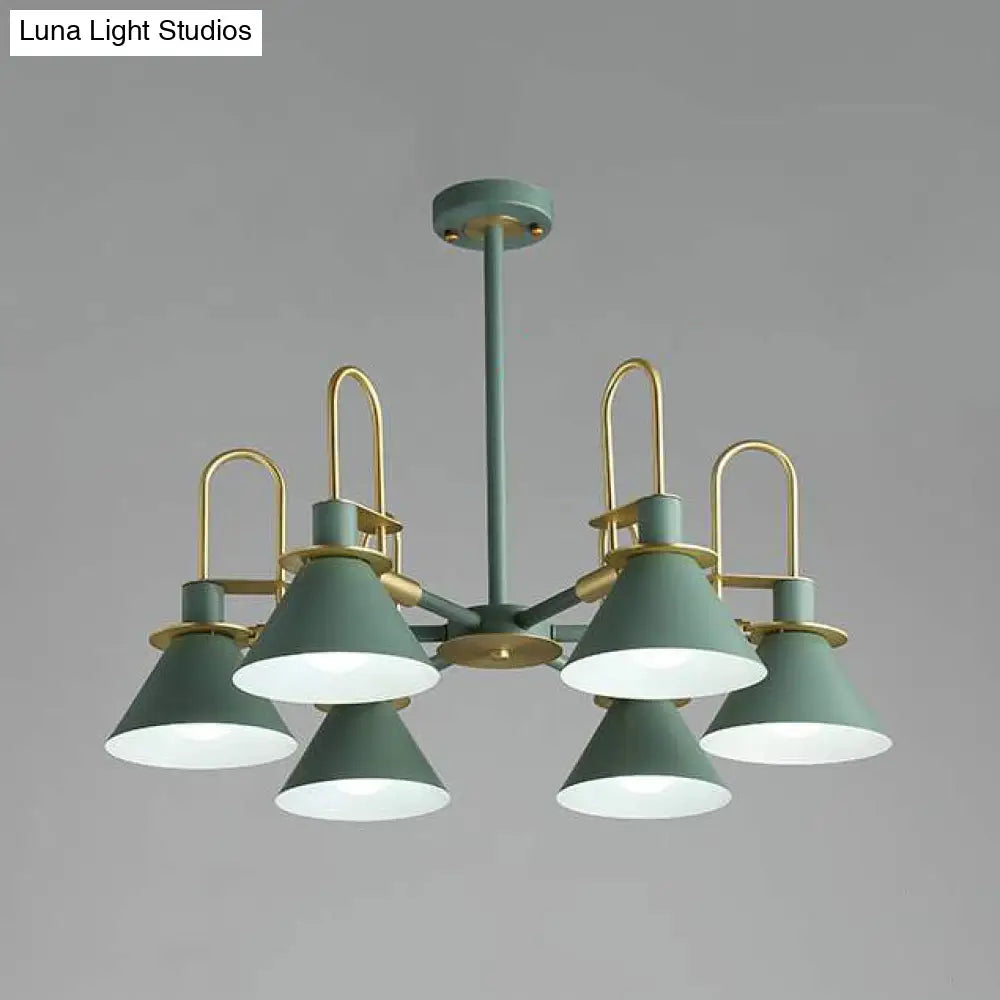 Macaron Loft Funnel Chandelier: Stylish Metal Suspension Light For Nurseries