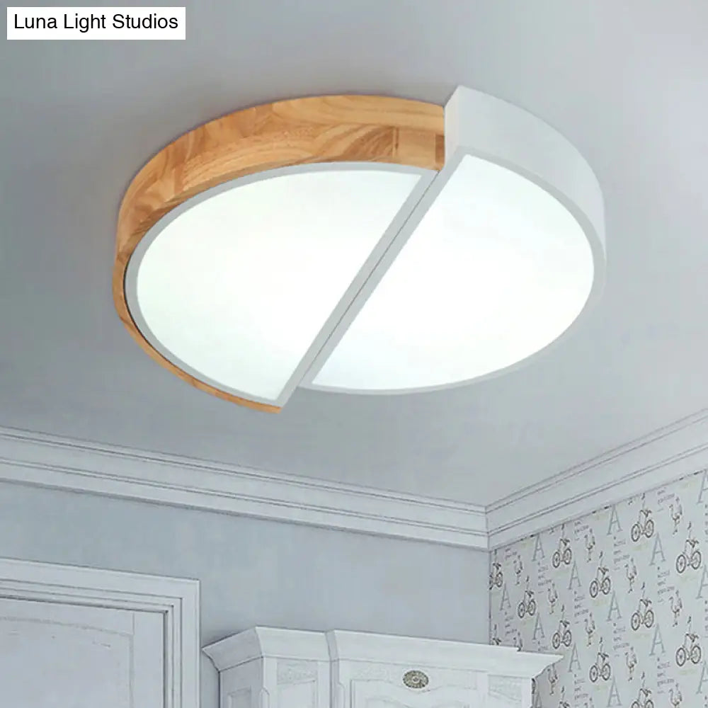 Macaron Loft Led Flush Mount Ceiling Light - Half Circle Restaurant Lamp In Green/Pink/White
