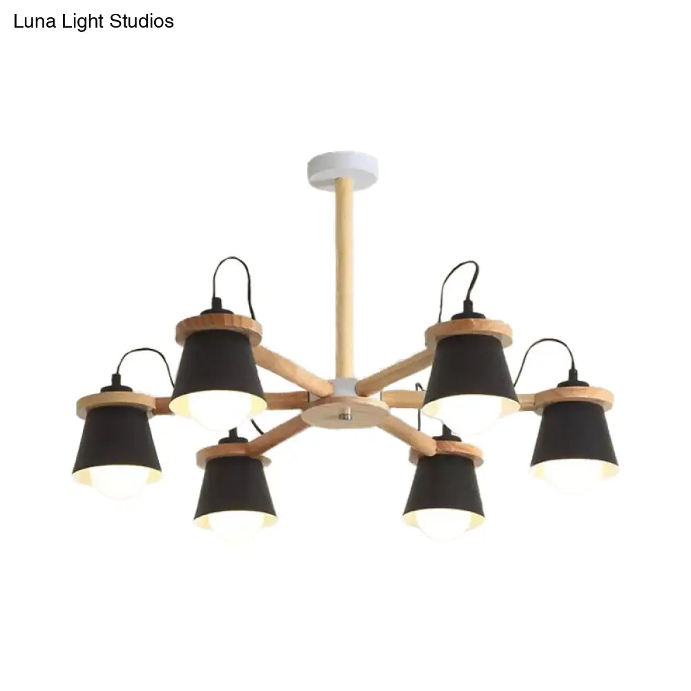 Macaron Metal Chandelier With 6 Bucket Shades Pendant Lighting For Kindergarten