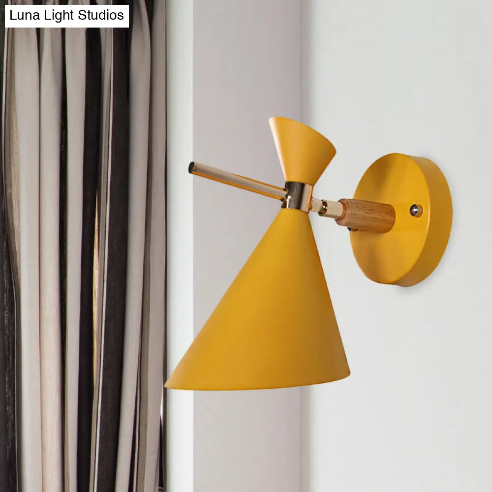 Macaron Metal Wall Sconce - Angle Shade 1 Light Black/White/Pink/Yellow/Green Bedroom
