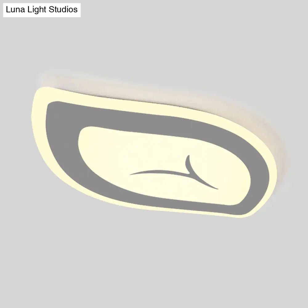 Macaron Nursing Room Led Ceiling Light Fixture - Flush Mount Acrylic Leaf Design