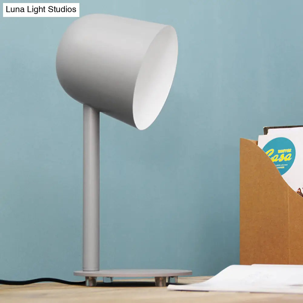 Macaron Style Study Room Desk Lamp - Dome Metallic Shade Gray/White Lighting With 1 Light