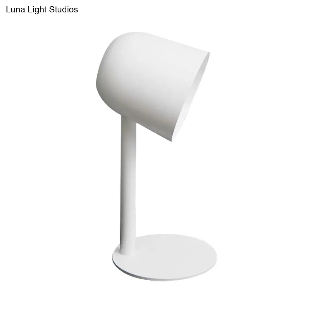 Macaron Style Study Room Desk Lamp - Dome Metallic Shade Gray/White Lighting With 1 Light