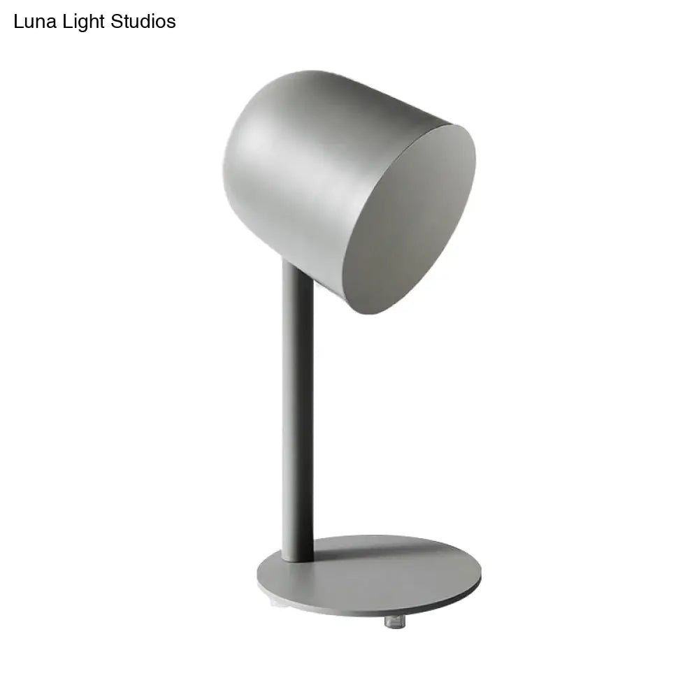 Macaron Style Study Room Desk Lamp - Dome Metallic Shade Gray/White Lighting With 1 Light