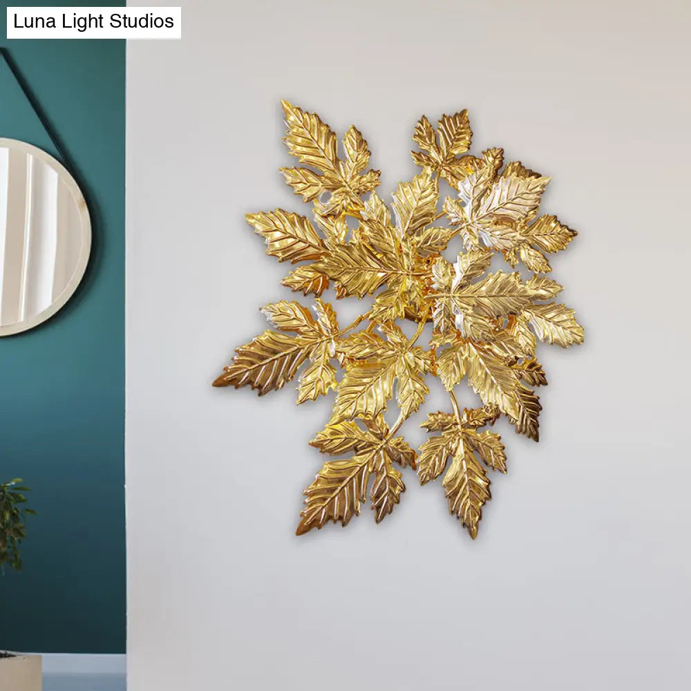 Maple Leaf Wall Mount Metal 6-Light Gold Led Sconce - Contemporary Design