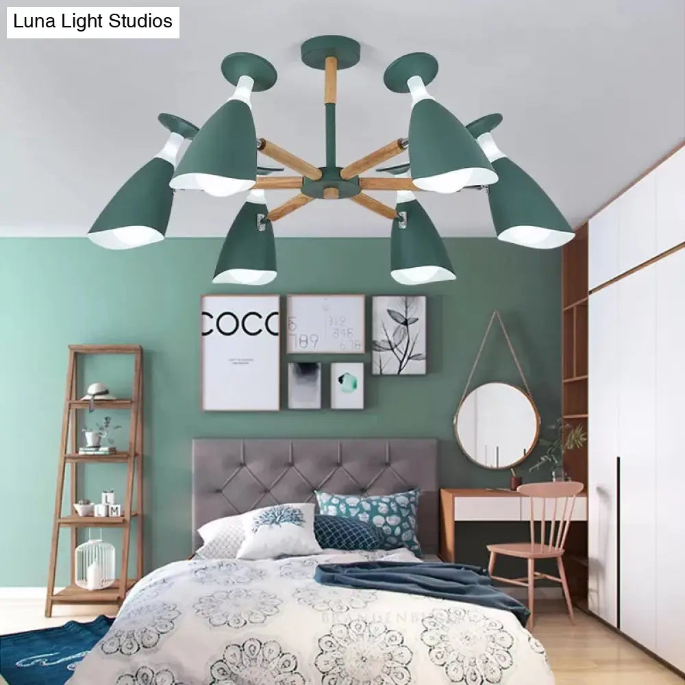 Metal Goblet Chandelier Loft Suspension Light For Baby Bedroom - Rotatable And Stylish Macaron