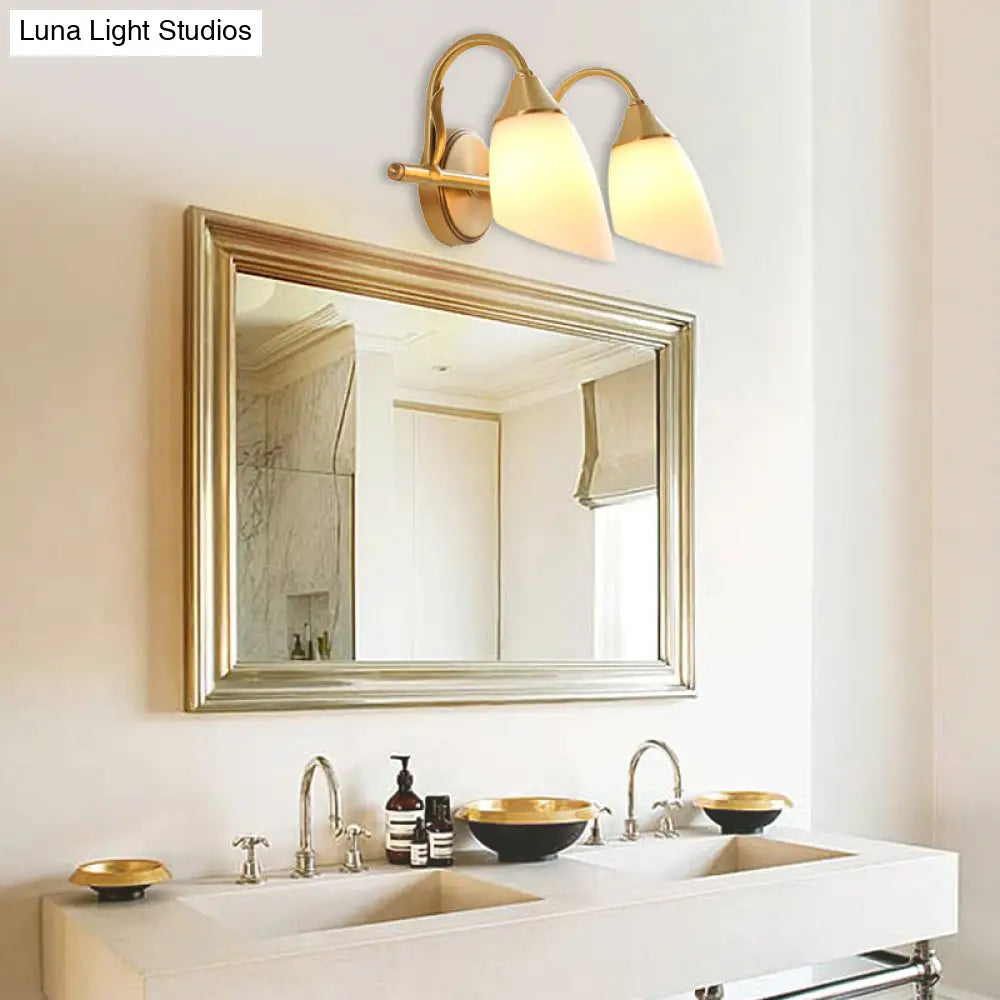 Metal Vanity Sconce Light - Traditional Brass Dome Bathroom Wall Fixture (2/3 Heads)