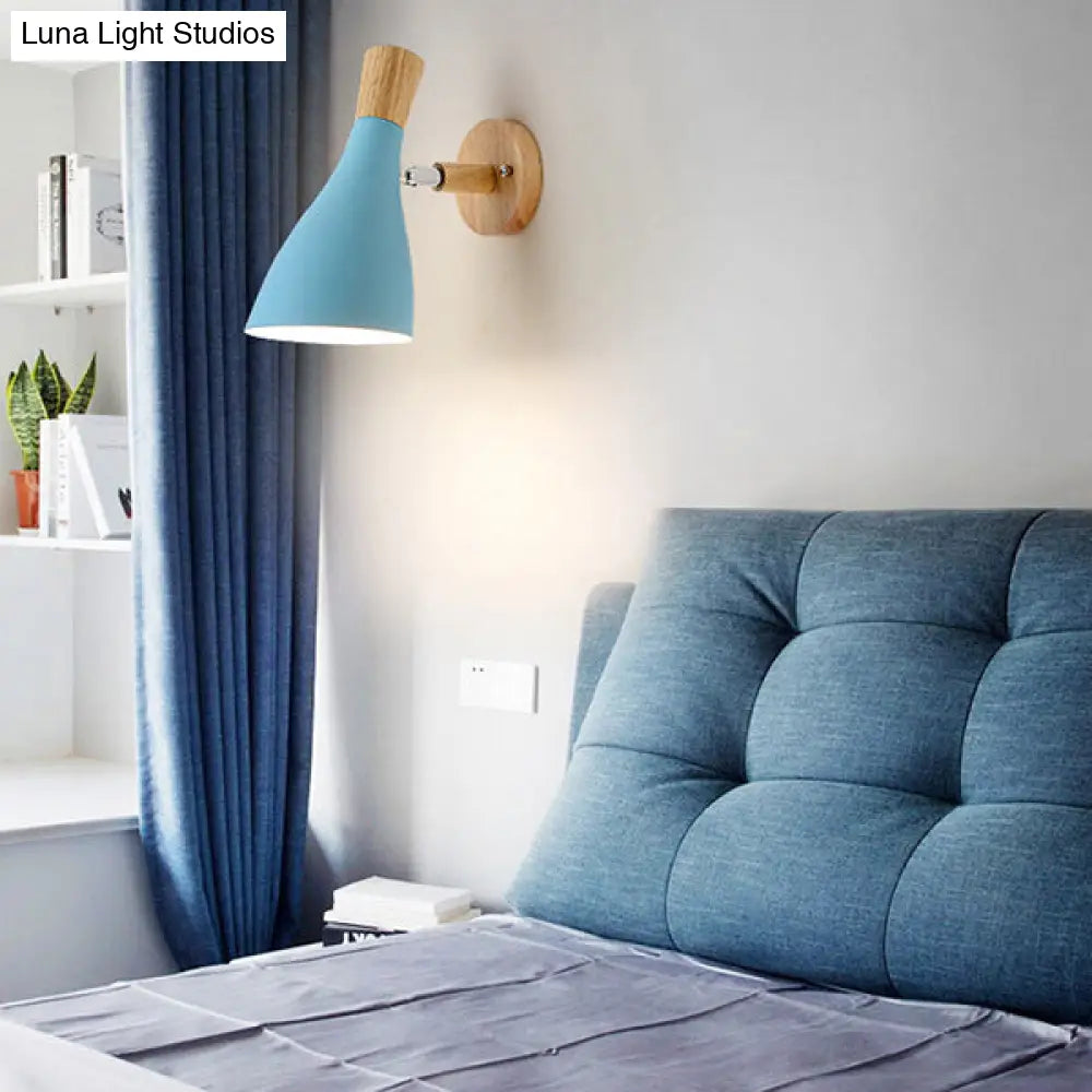 Metal Wood Horn Wall Lamp - Macaroon 1 Light For Living Room & Child Bedroom