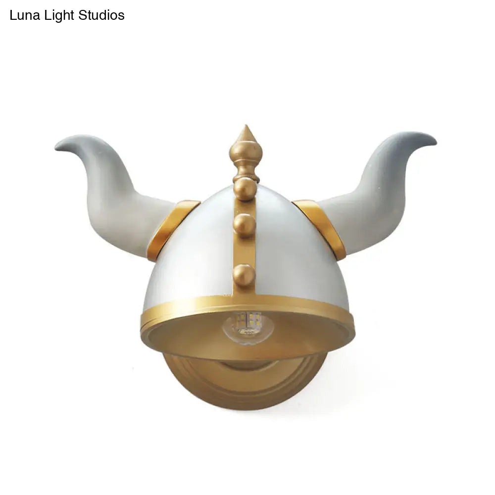 Metallic Horn Hat Wall Light Sconce - Gold And Silver Cartoon Style