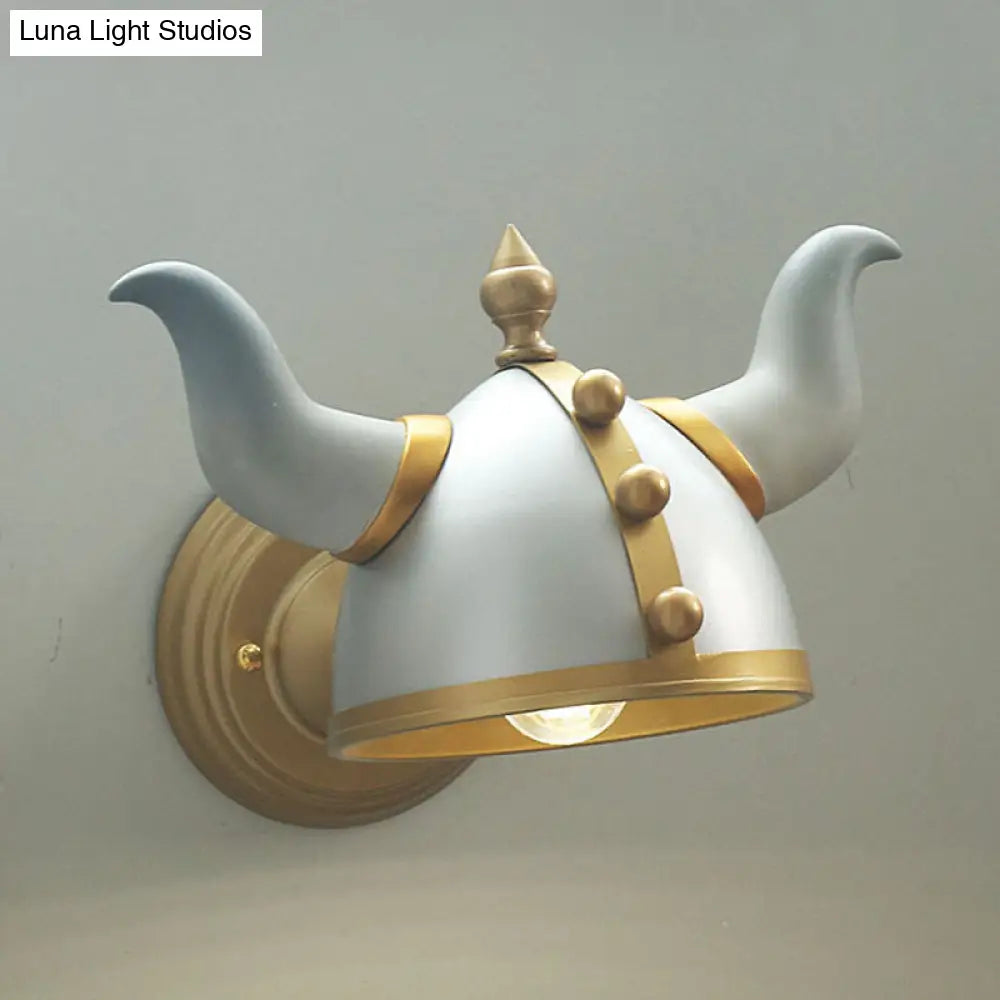 Metallic Horn Hat Wall Light Sconce - Gold And Silver Cartoon Style
