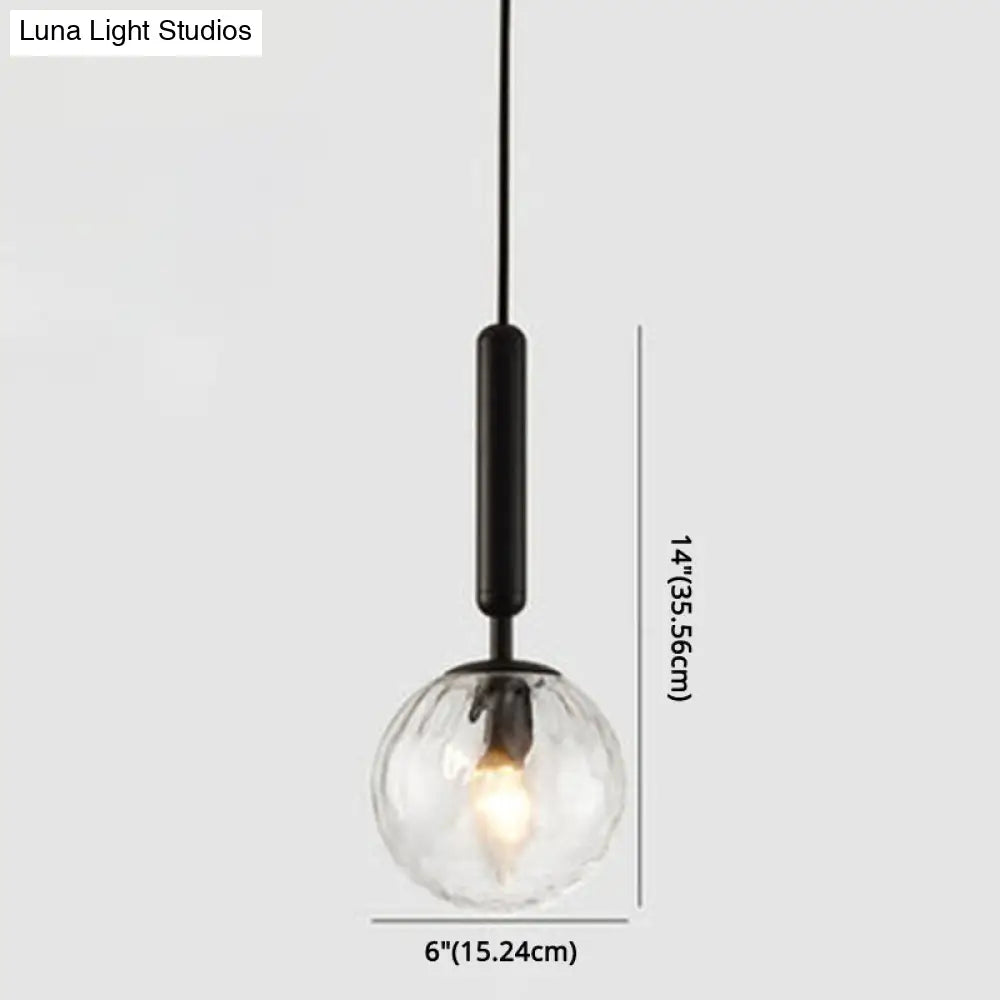 Mid-Century Hanging Glass Lamp With Globe Design - 1 Light Pendant For Bedroom